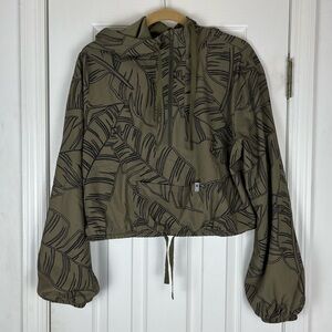 Hurley Leaf Print Hooded Fully Lined Windbreaker Jacket